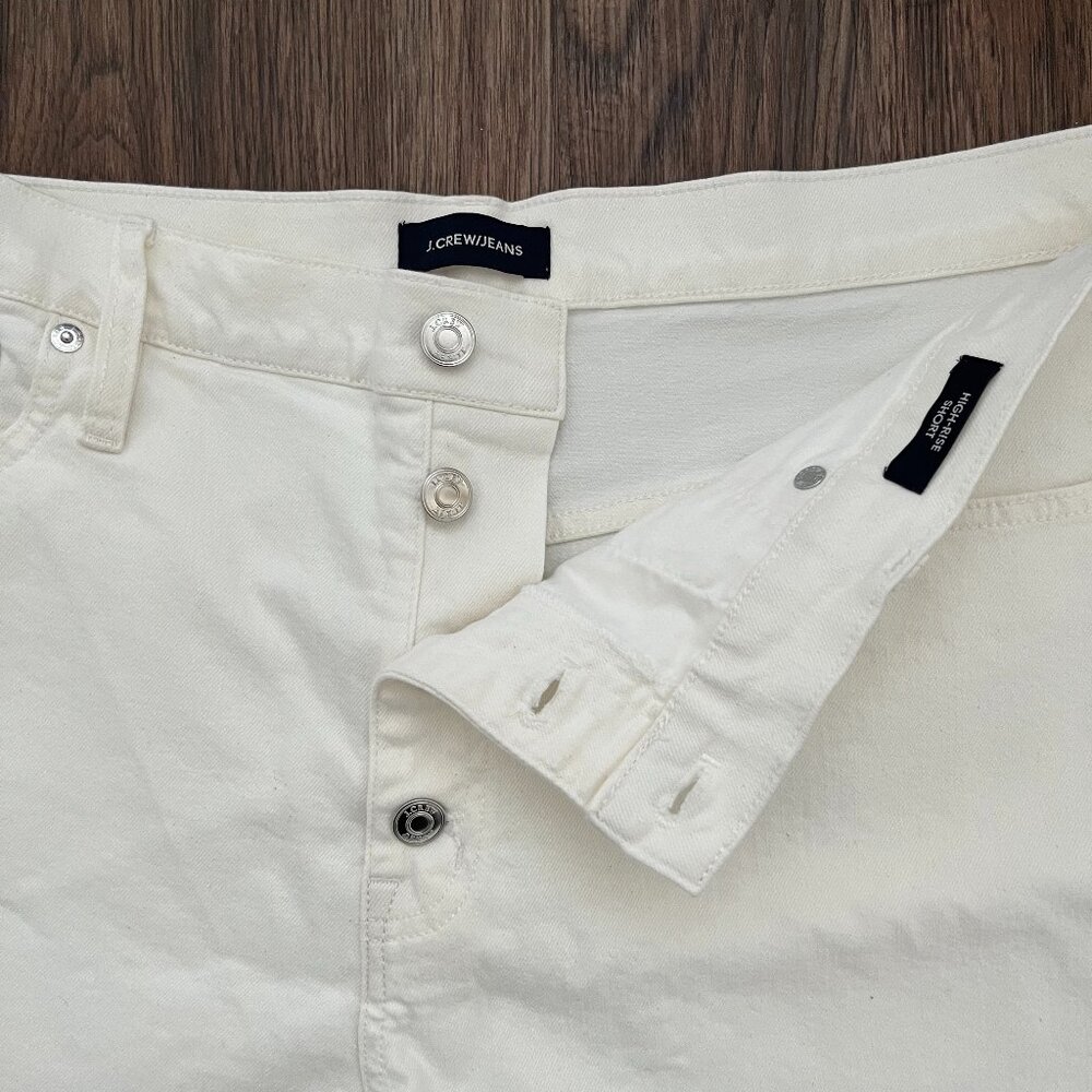 J.Crew Ivory High Rise Button Fly Denim Shorts 33 - Picture 3 of 11